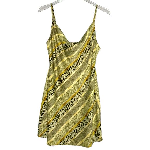 Urban Outfitters L Zebra Asymmetrical Slip Dress Cowl Scoop Neck Y2K 90s - Picture 1 of 9